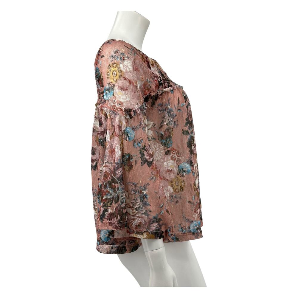 Akemi + Kin Anthropologie Top Womens XS Rose Floral Boho Fairy Peasant Cottage - Picture 3 of 8